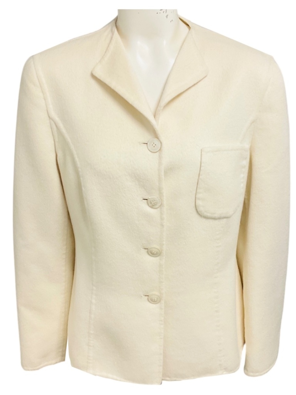 GENNY CREAM BUTTON FRONT ANGORA JACKET